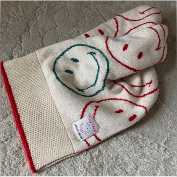 Wool Sandro × Smiley Holiday Reversible Knit Scarf - Picture 5 of 7